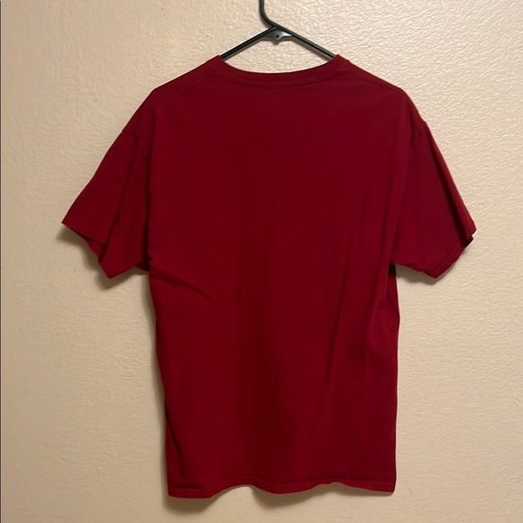 Deep Red Short Sleeve Tee with Maple Leaf Design - Picture 3 of 3